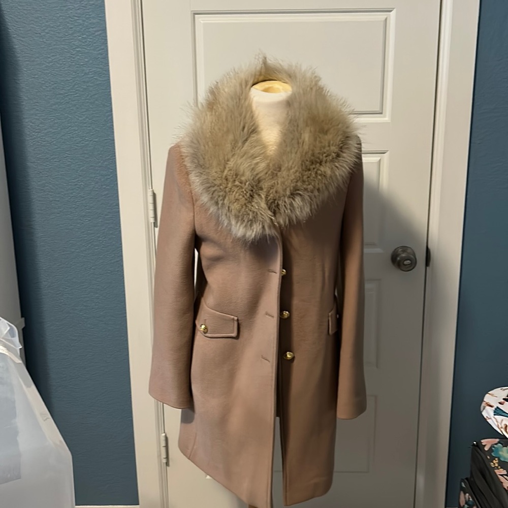 Zara Camel Fur Collar Coat